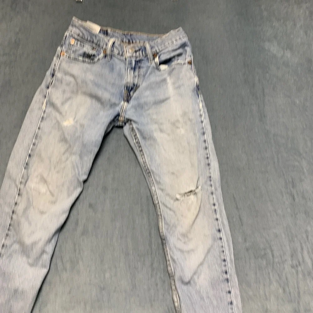 Levi's 512 Slim Taper Fit Jeans Mens 28x30 Blue Denim Light Wash Distressed